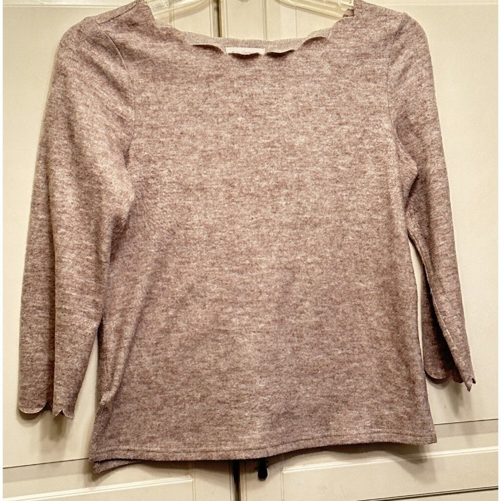 THML‎ Anthropologie Womens Scalloped Top Beige Neutral Small